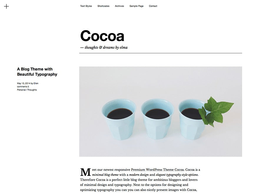 Cocoa WordPress blog theme