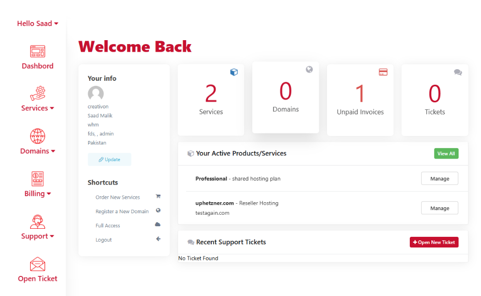 WHMPress – WHMCS Client Area for WordPress