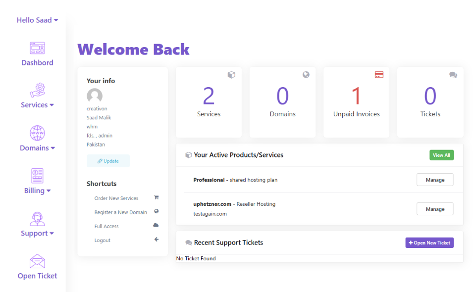 WHMPress – WHMCS Client Area for WordPress