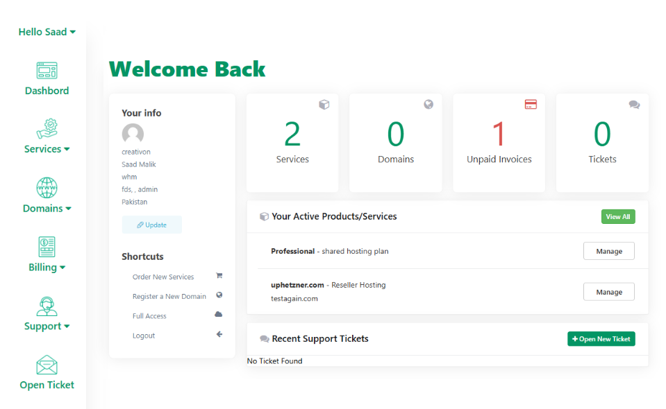 WHMPress – WHMCS Client Area for WordPress