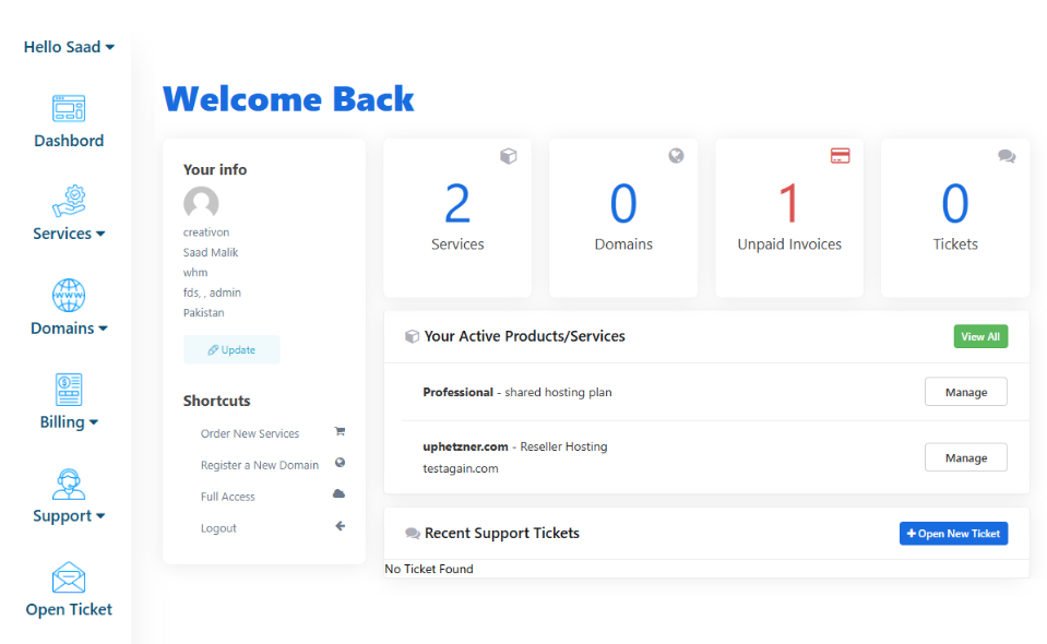 WHMPress – WHMCS Client Area for WordPress